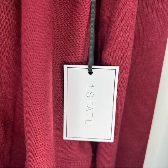 1.State Cozy Tie Back Sweater Top Womens Large Burgundy Red Pullover Sweatshirt - Picture 7 of 9